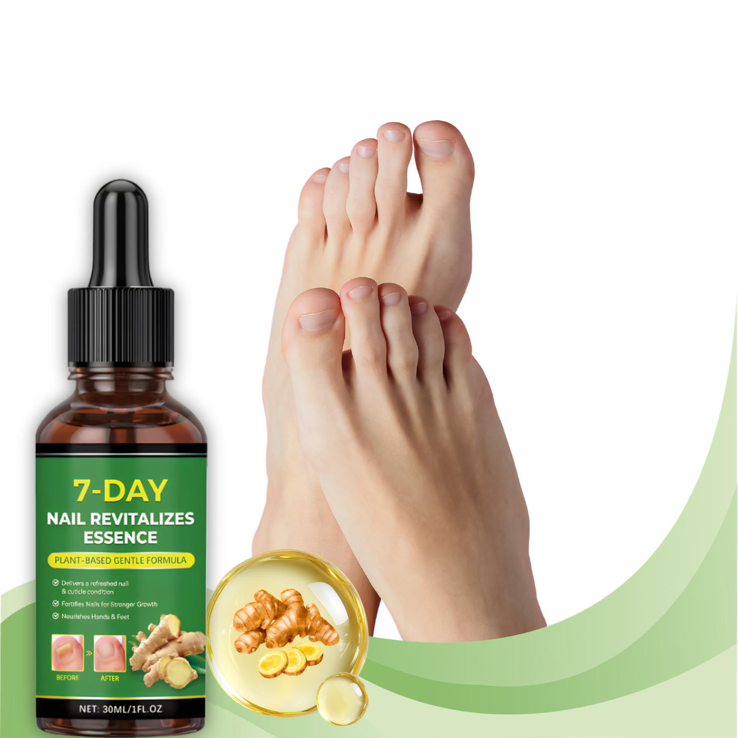 Woman with healthy clean feet and nails after using Sevune 7-day nail serum