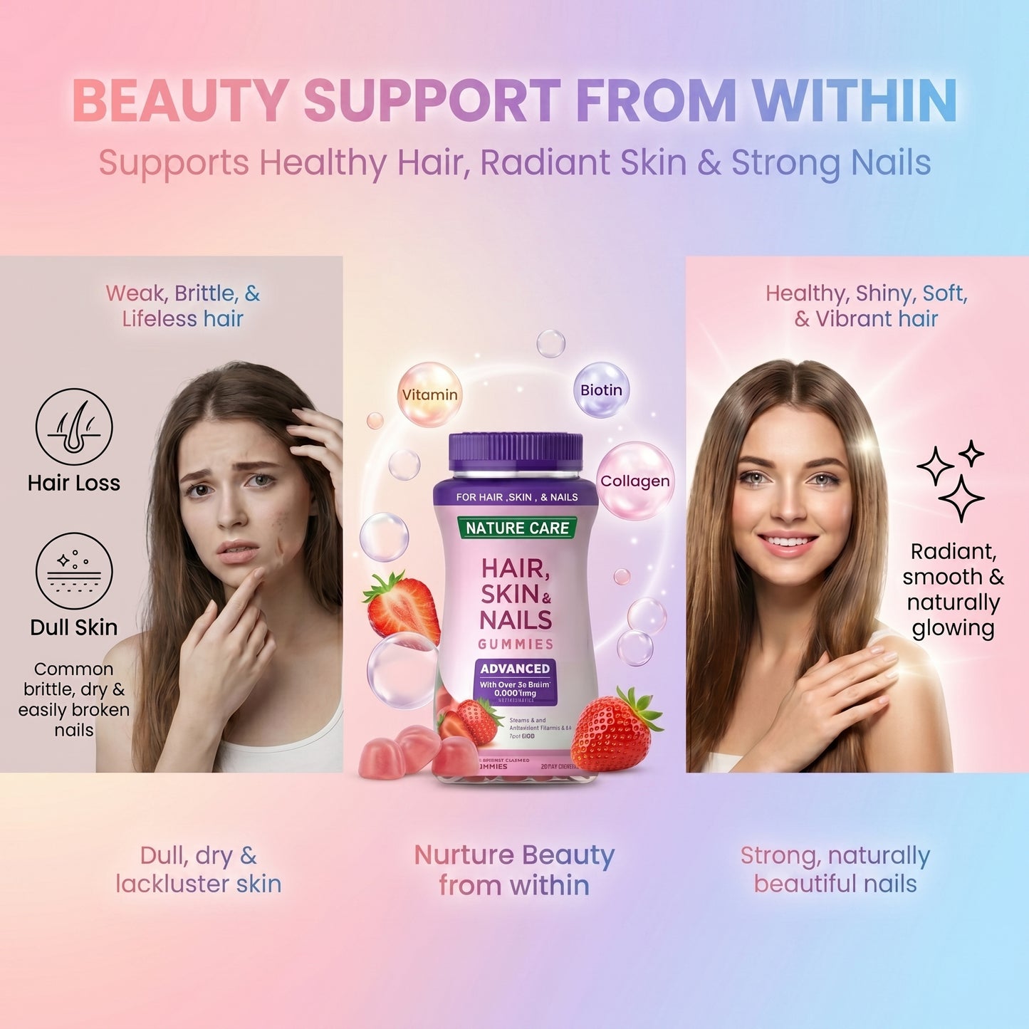 Sevune Hair, Skin & Nails Gummies — Advanced Biotin 6,000 mcg